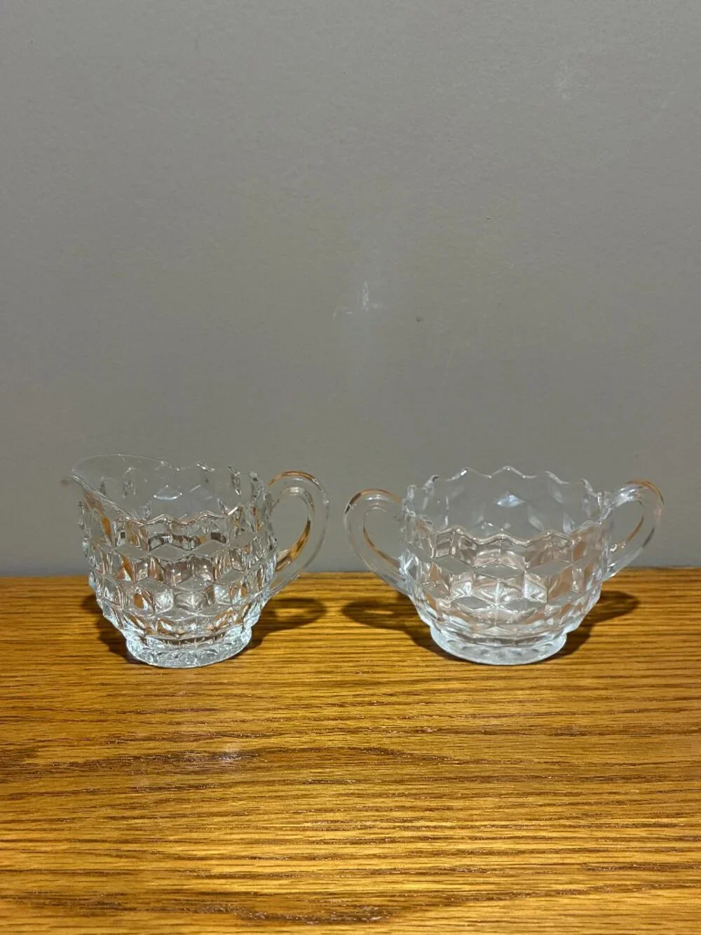 Vintage Fostoria American Clear Creamer & Sugar Bowl Set - 2 1/2